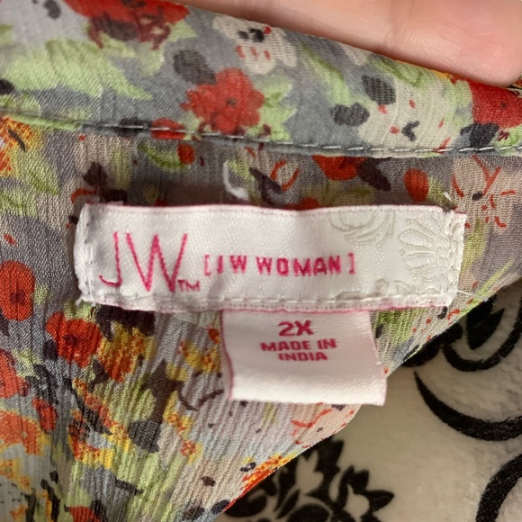 JW Woman’s floral, cinched waist, tunic, size 2X - Picture 7 of 11